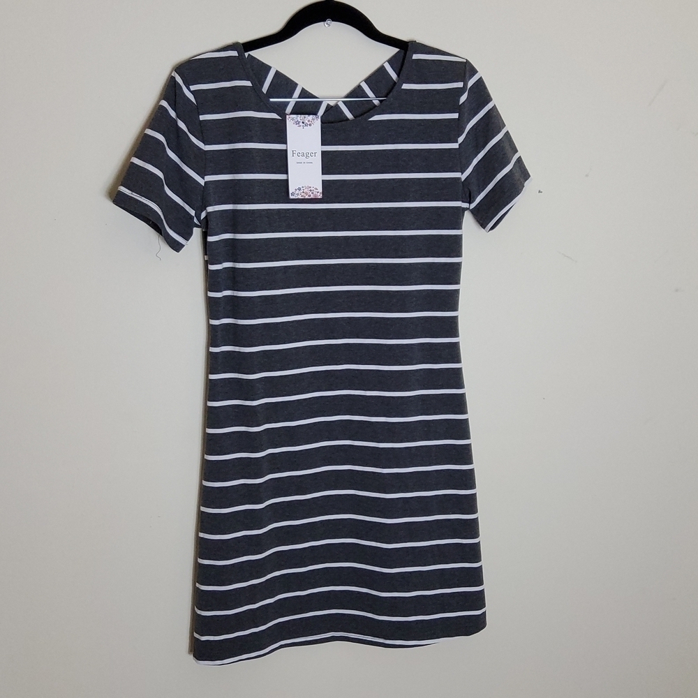 Feager Women's Criss-cross Back Short Sleeve Dress